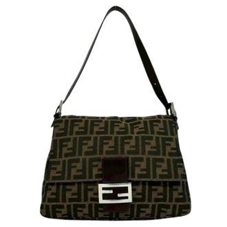 Fendi Pre-owned Shoulder Bags, female, Brown, Size: ONE SIZE Pre-owned Vintage Canvas Shoulder Bag