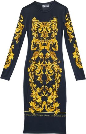 Versace Jeans Couture Midi Dresses, female, Black, XS, Abito Lungo Barocco