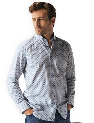 State of Art casual overhemd State of Art blauw met print en borstzak