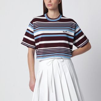 Prada Amaranth and light blue striped cotton T-shirt