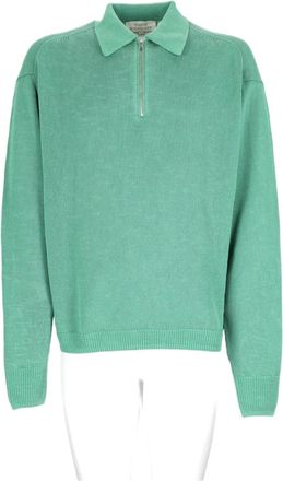 STUDIO NICHOLSON Green Half-Zip Long Sleeve Paper Sweater