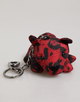 Dolce & Gabbana Red Black Polyester Animal Silhouette Bag Keychain Keyring And Accessory
