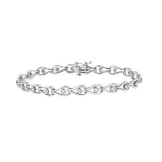 House of Brilliance Silver 1/10 Cttw Miracle-Set Diamond Pear Shape and Bezel Link Bracelet in White at Nordstrom