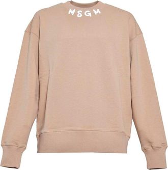 Msgm Beige Cotton Crewneck Sweatshirt