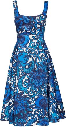La DoubleJ Sophia graphic-print midi dress - women - Cotton/Elastane - S - Blue