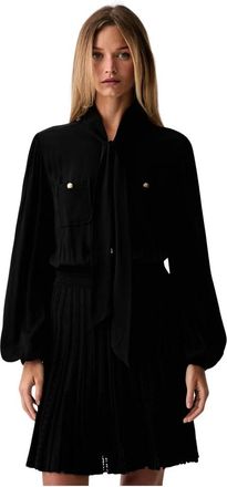 Twinset Kleedjes, Dames, Zwart, XL, Polyester, Korte jurk met gebreide rok