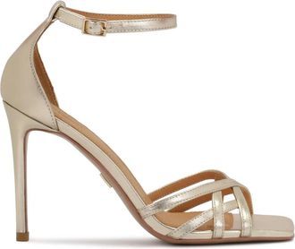 Kazar Gouden pumps met bandjes en vierkante neus - Dames - Sandalen met hakken - Geel - 39 EU - Leer - Schoenen