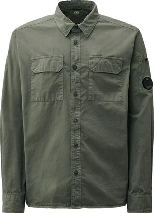 C.P. Company Light Jackets, male, Gray, Size: L Classic Shirt with Logo Detail