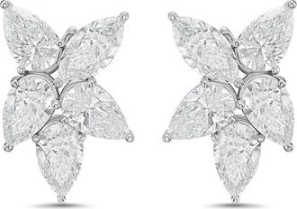 Diana M. Jewels 14KW WG 8.00 Ct TW of Lab grown pear and marquise shape diamonds cluster earrings