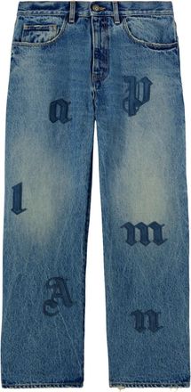 Palm Angels Jeans dritti con applicazione logo - Blu