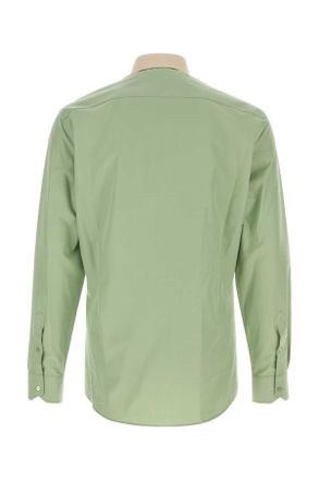 Fendi Mens Pastel Green Poplin Shirt Scorpio Exterior: Cotton Camicie