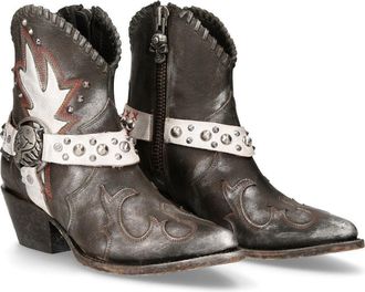New Rock WSTM004-S2 Leather Cowboy Western Boots