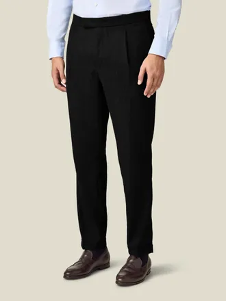 Luca Faloni Black Wool Pleated Trousers