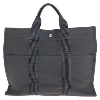 Herm&egrave;s Gray Polyamide Polyester Handbag Tote Bag (Pre-Owned)