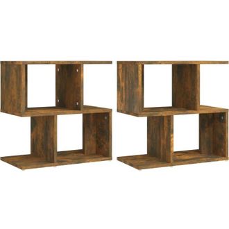 vidaXL Vidaxl - Mesitas De Noche 2 Uds Contrachapada Roble Ahumado 50x30x51,5cm