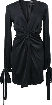 Amiri V-neck Mini Dress in Black Silk