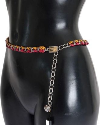 Dolce & Gabbana Womens Red Yellow Leather Crystal Belt