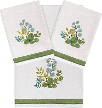Linum Home Textiles 100% Turkish Cotton Botanica 3Pc Embellished Towel Set