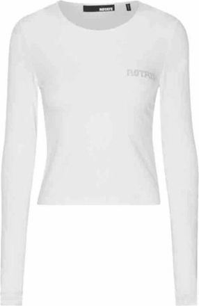 Rotate Long Sleeve Logo Tee - Dames - Longsleeves - Wit - L - Katoen - Tops