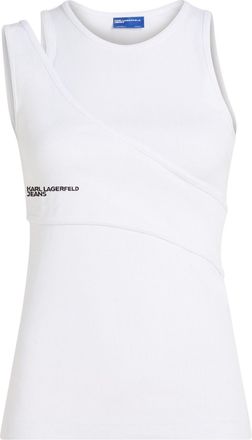 Karl Lagerfeld layered-detail top - women - Elastane/Organic Cotton - M - White