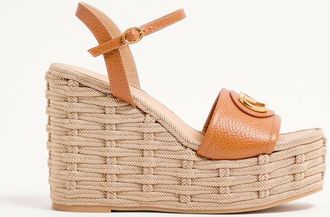 Valentino Garavani VLogo Signature Wedge Sandal In Grainy Calfskin 120Mm Wo