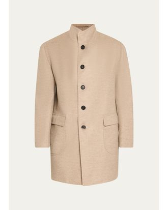Cesare Attolini Mens Cashmere Flap-Pocket Carcoat