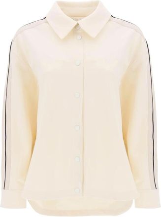 Palm Angels Track Shirt met Zijstrepen - Dames - Overhemden - Wit - S - Polyester - Overhemden