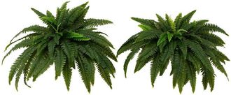 Nearly Natural Set Of 2 Indoor/Outdoor Uv-Resistant Artificial Boston Ferns