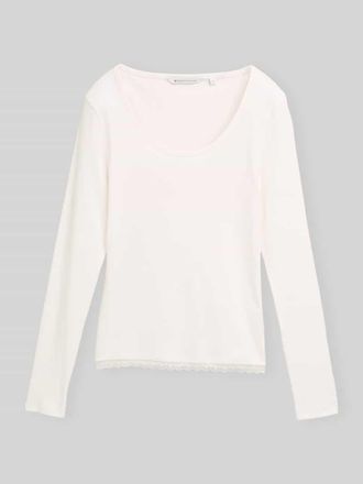 Tom Tailor Denim Slim Fit Langarmshirt aus Baumwoll-Mix in Offwhite, Gr&ouml;&szlig;e XL