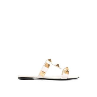 Valentino Garavani White Calfskin Flat Womens Sandals