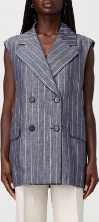 Max Mara Gilet Ball&ograve; S Max Mara in lino con motivo gessato