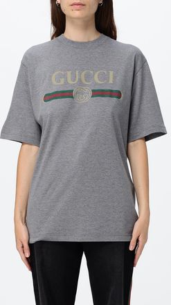 Gucci T-shirt in cotone con logo Web e spalle scese