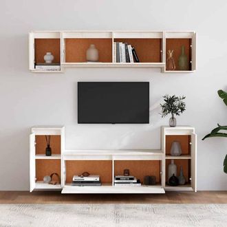 Berkfield Home TV Cabinets 6 pcs White Solid Wood Pine