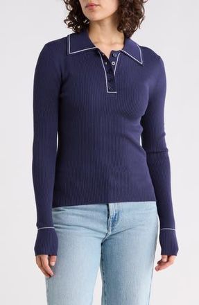 French Connection Alonzo Rib Polo in Navy/White Stripe at Nordstrom Rack, Size X-Small