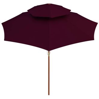 Berkfield Home Elegant Double Decker Parasol with Wooden Pole Bordeaux Red 270 cm in Burgundy
