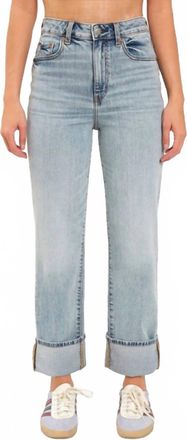 Daze Sundaze High Rise Vintage Straight Cuffed Jeans In Girl Code Wash