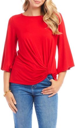 Karen Kane Flare Sleeve Twist Hem Jersey Top in Fir at Nordstrom, Size Medium