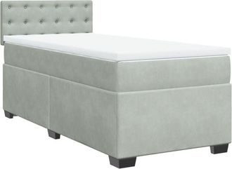 vidaXL Box Spring Bed with Mattress Light Grey 80x200 cm Velvet Vidaxl