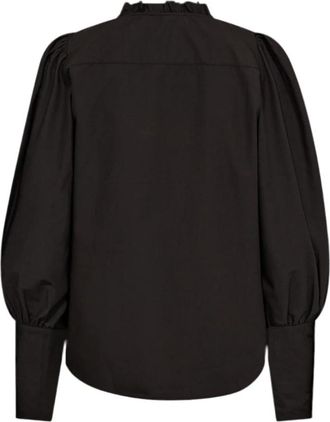 Co'Couture Stijlvolle Zwarte Blouse - Dames - Blouses - Zwart - XS - Katoen - Overhemden