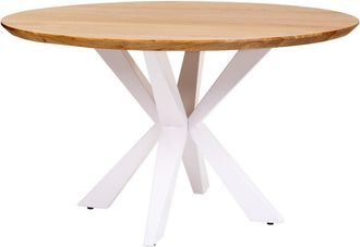 Wanderlust Deco Mesa de comedor redonda de acacia color blanco natural, d130x77