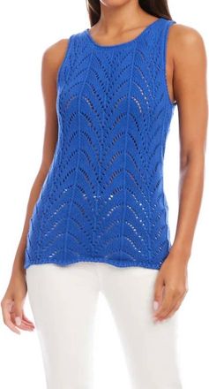 Karen Kane Catherine Crochet Sweater Tank In Blue