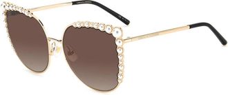 Carolina Herrera Ros&eacute;goud/Bruin Getinte Zonnebril - Dames - Zonnebrillen - Veelkleurig - 58 MM - Accessoires