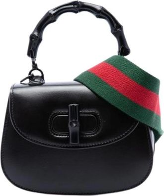 Gucci Pre-owned Vintage Bamboo Satchel - Dames - Vintage Handtas - Zwart - ONE Size - Leer - Vintage