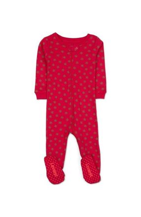 Leveret Footed Printed Cotton Pajamas, Animal, Holiday & Fun Prints in Snowflake at Nordstrom, Size 18-24M