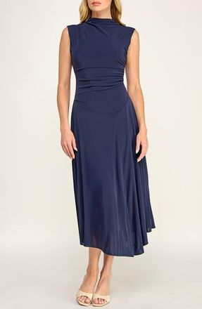 Socialite Ruched Funnel Neck Dress in Navy at Nordstrom, Size X-Small
