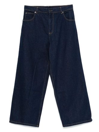 Charles Jeffrey Loverboy knitted-patch wide-leg jeans - Blue