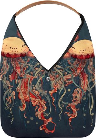 Generic Jellyfish Reusable Lightweight Grocery Bags - Foldable Into Compact Pouch, Washable & Sturdy, Multipurpose for Shopping and Travel