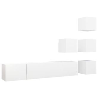 vidaXL Set De Muebles De Sal&oacute;n Tv 6 Piezas Madera De Ingenier&iacute;a Blanco Vidaxl