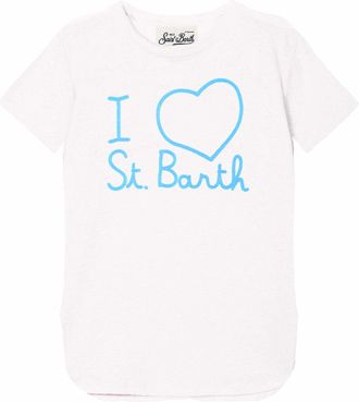 MC2 Saint Barth Linen T-shirt With Love St. Barth Embroidery