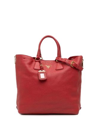 Prada 2000-2025 Vitello Daino Side Zip Shopper Tote satchel - women - Calf Leather/Leather - One Size - Red